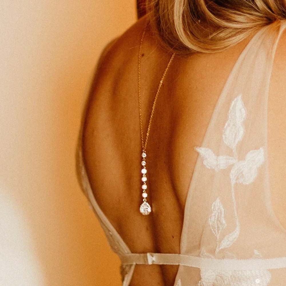 Body Jewelry Hot - Stonefans kalung rantai Drop Back, perhiasan