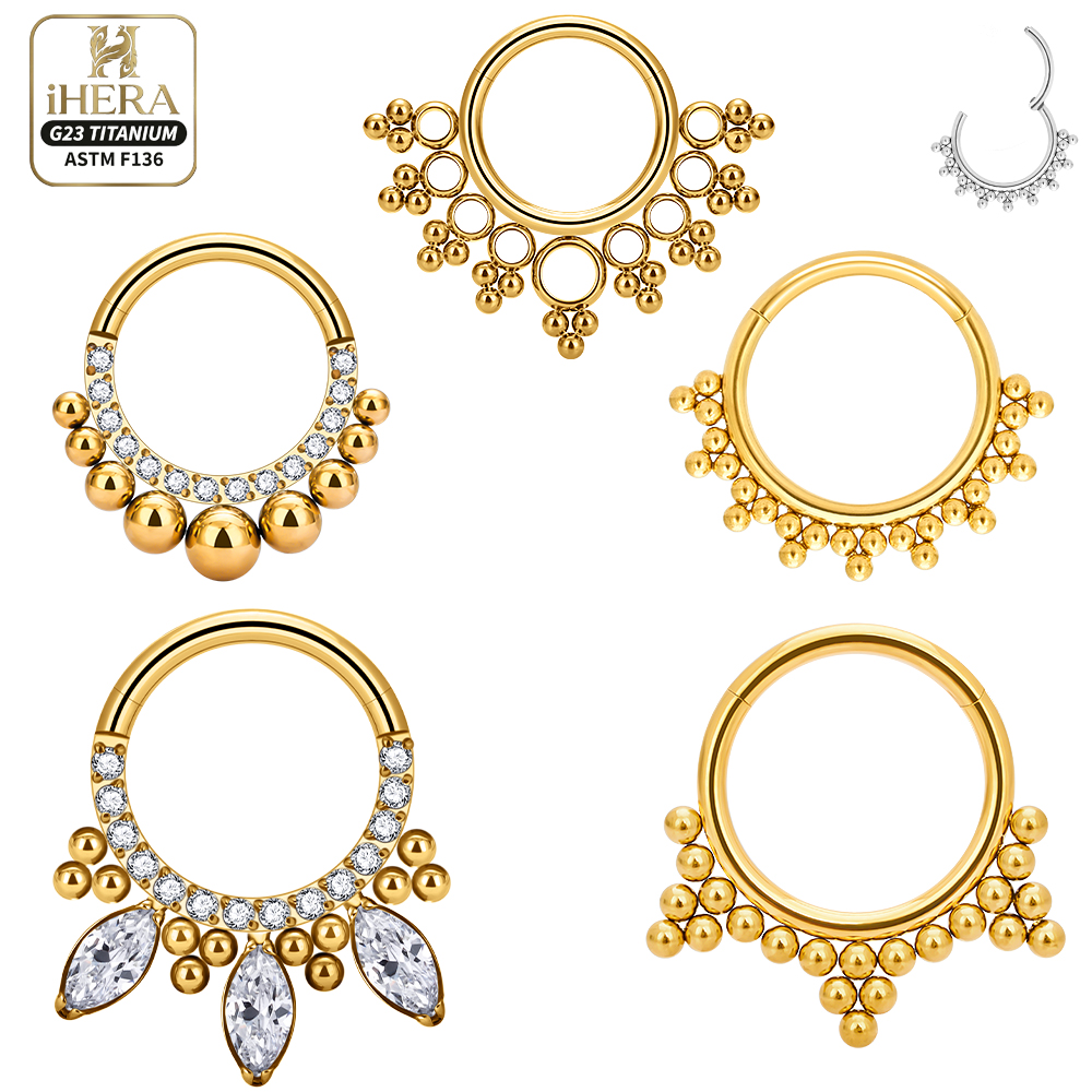 Septum Clicker Ring - Cincin Titanium ASTM F136 Mewah Berhiaskan