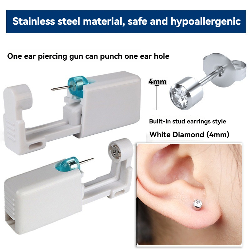 Body Jewelry Lot - 2PCS 4MM Alat Tindik Telinga Steril