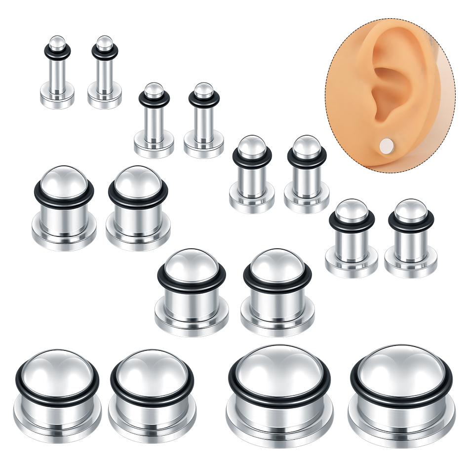 Body Jewelry Ear Gauges - 1 pasang anting-anting lubang telinga baja