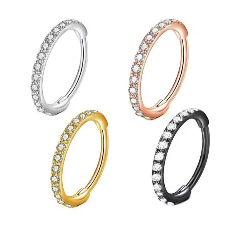 Septum Clicker Ring - Cincin Hidung CZ Bening 16G, Cincin