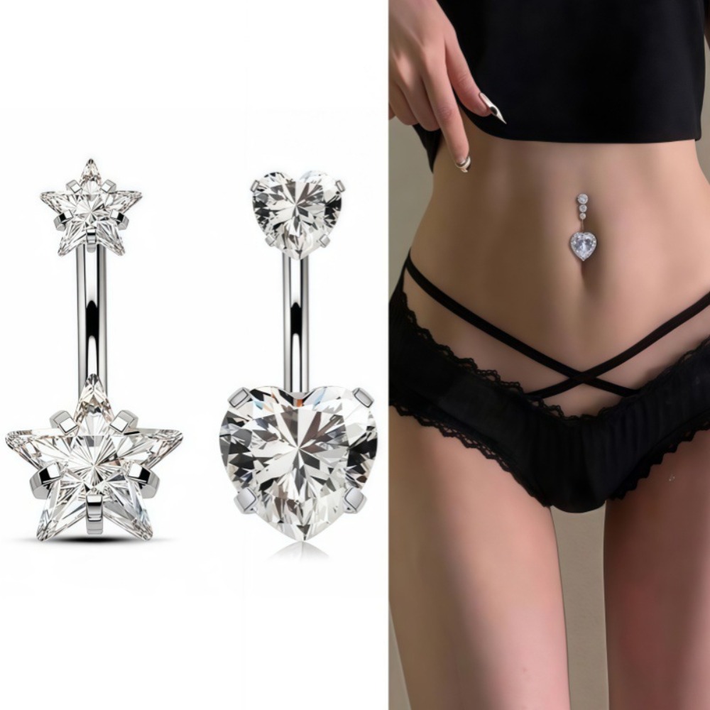 Body Jewelry Belly Button Rings - Cincin Pusar Baja Anti Karat Zirkon