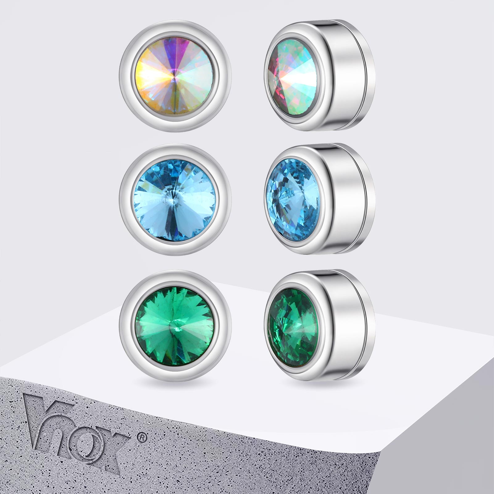Body Jewelry Hypoallergenic - Vnox Anting-Anting Zirkon Magnetik untuk Pria,