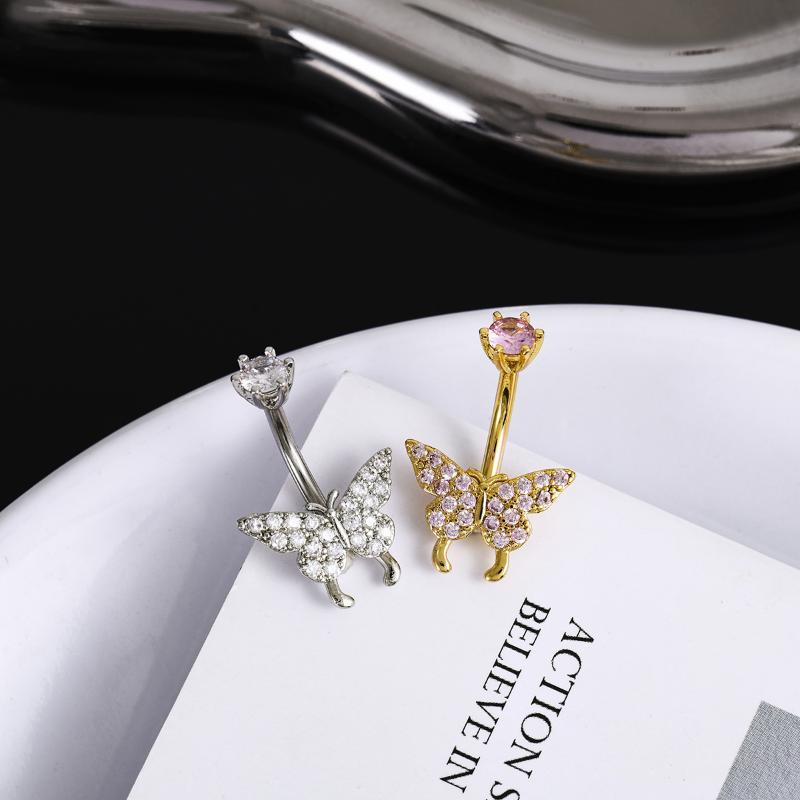 Body Jewelry Universe - Cincin Pusar Zirkon Kupu-kupu Y2K Universal