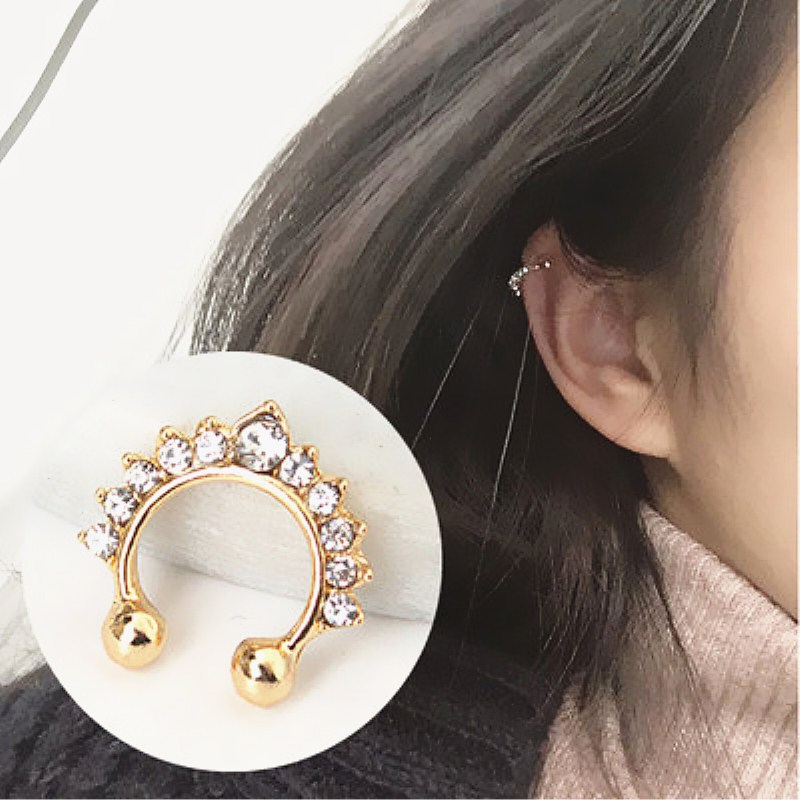 Body Jewelry Ear - Klip hidung palsu bentuk U untuk