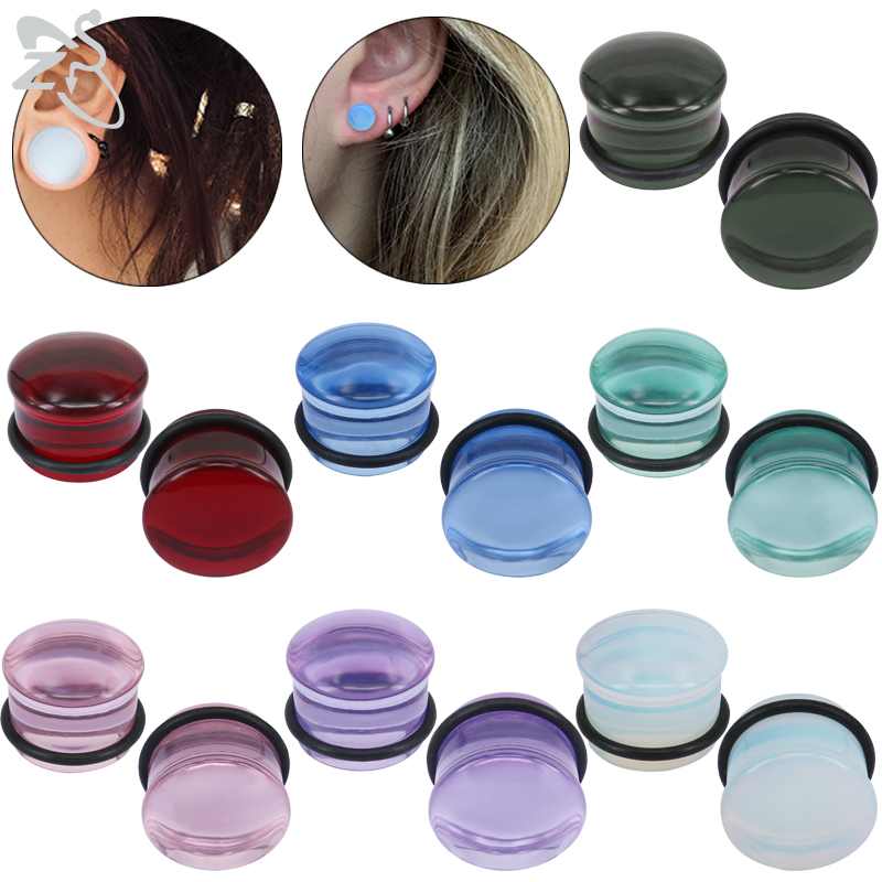 Body Jewelry Ear Gauges - ZS 2 Buah/Lot Plug Telinga Kaca