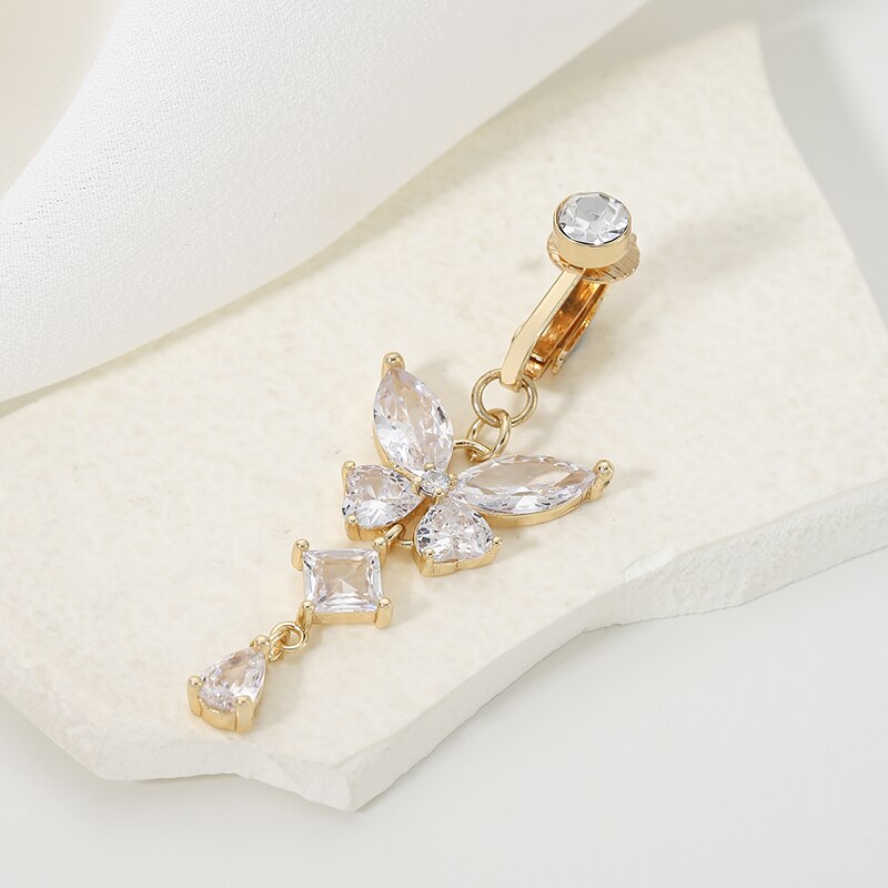 Body Jewelry Belly Button Rings - Cincin kancing perut klip bentuk kupu-kupu