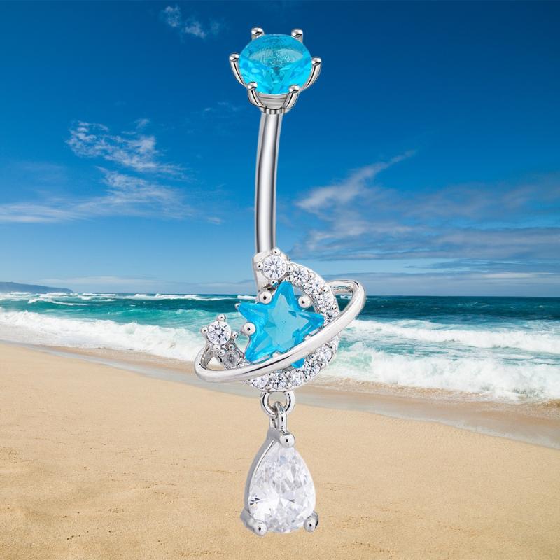Body Jewelry Universe - Cincin Pusar Kristal Baru Model Dangle