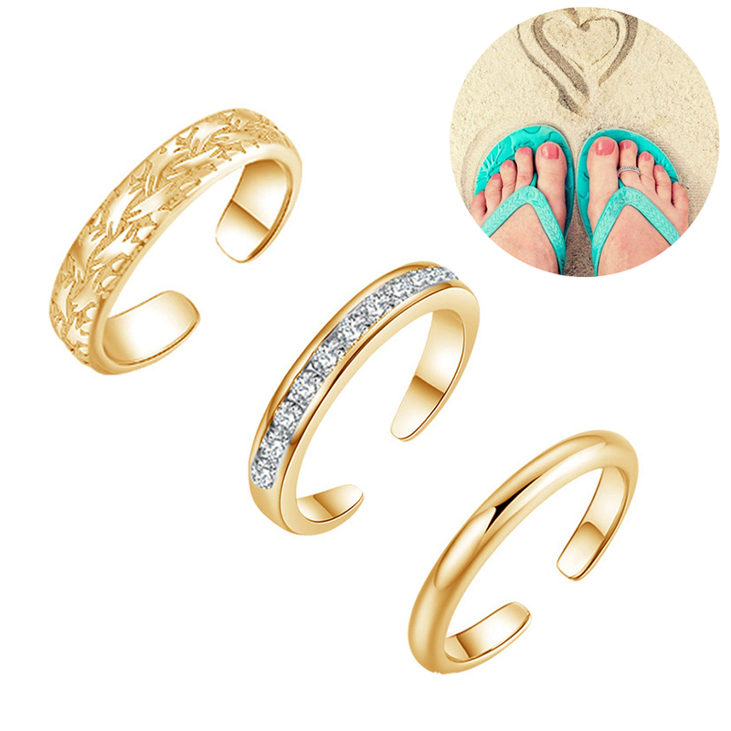 Body Jewelry Lot - Cincin Jari Kaki Wanita Trio Set,