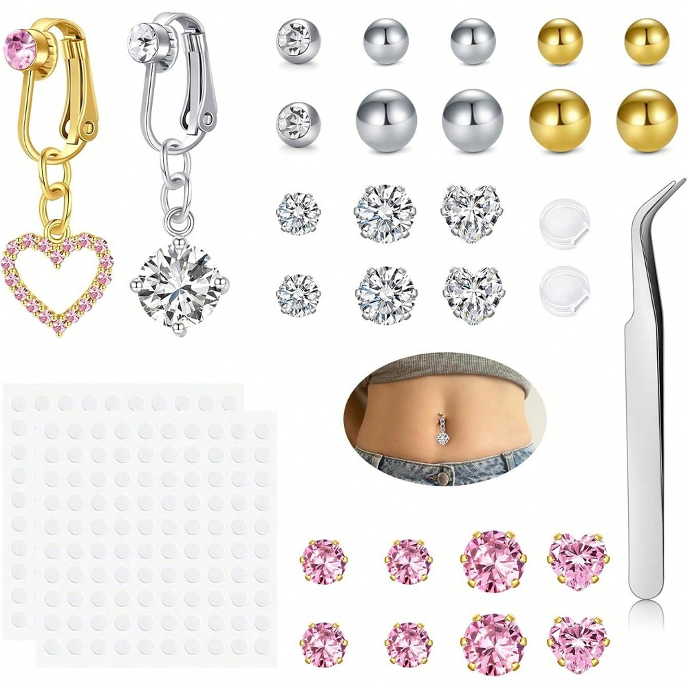 Body Jewelry Belly Button Rings - Cincin Pusar Palsu Berbentuk Kupu-kupu Emas