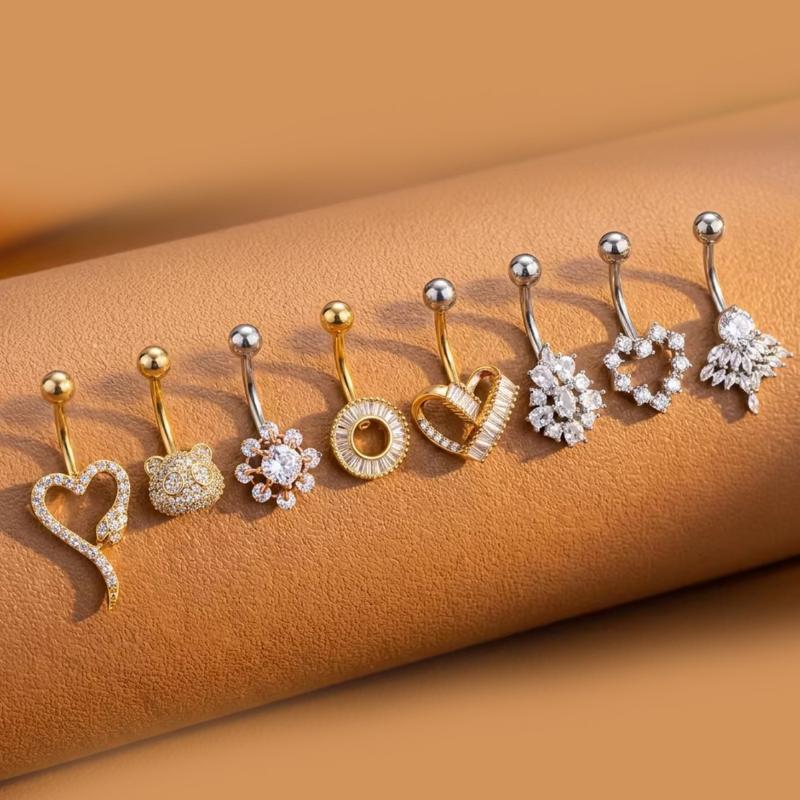 Body Jewelry Belly Button Rings - Cincin Pusar Bunga Kupu-Kupu dengan Liontin