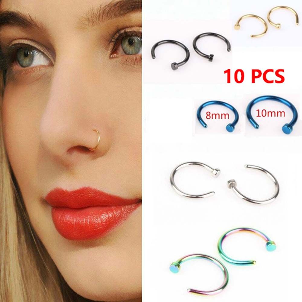 Body Jewelry Ear - 10 Pcs Anting-anting Stud Bentuk C