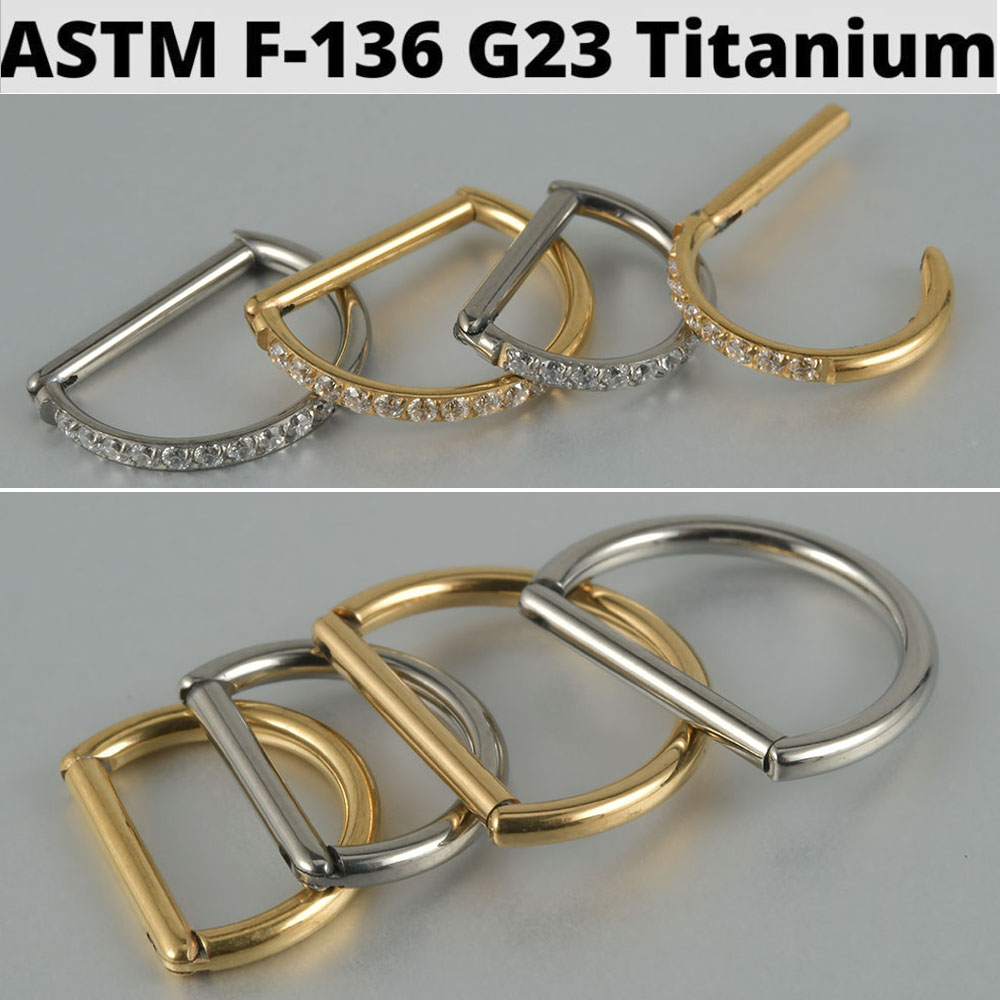Septum Clicker Ring - 1 buah bentuk D G23 cincin