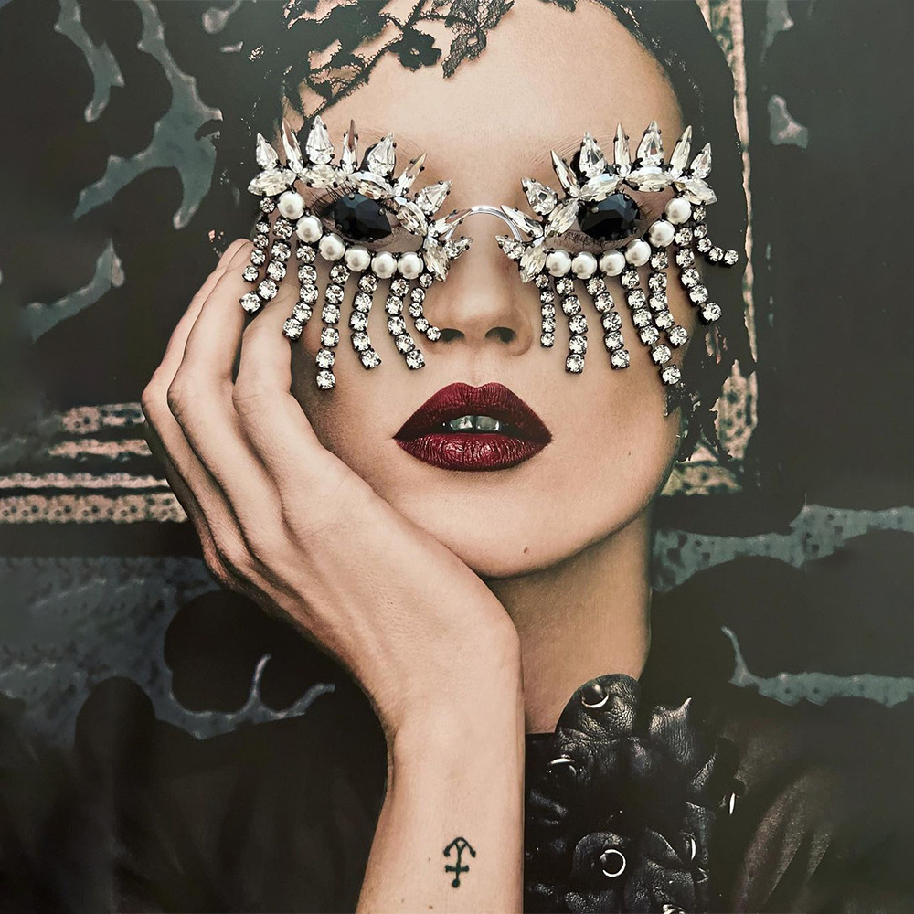 Body Jewelry Art - Stonefans bingkai kacamata rumbai untuk wanita,