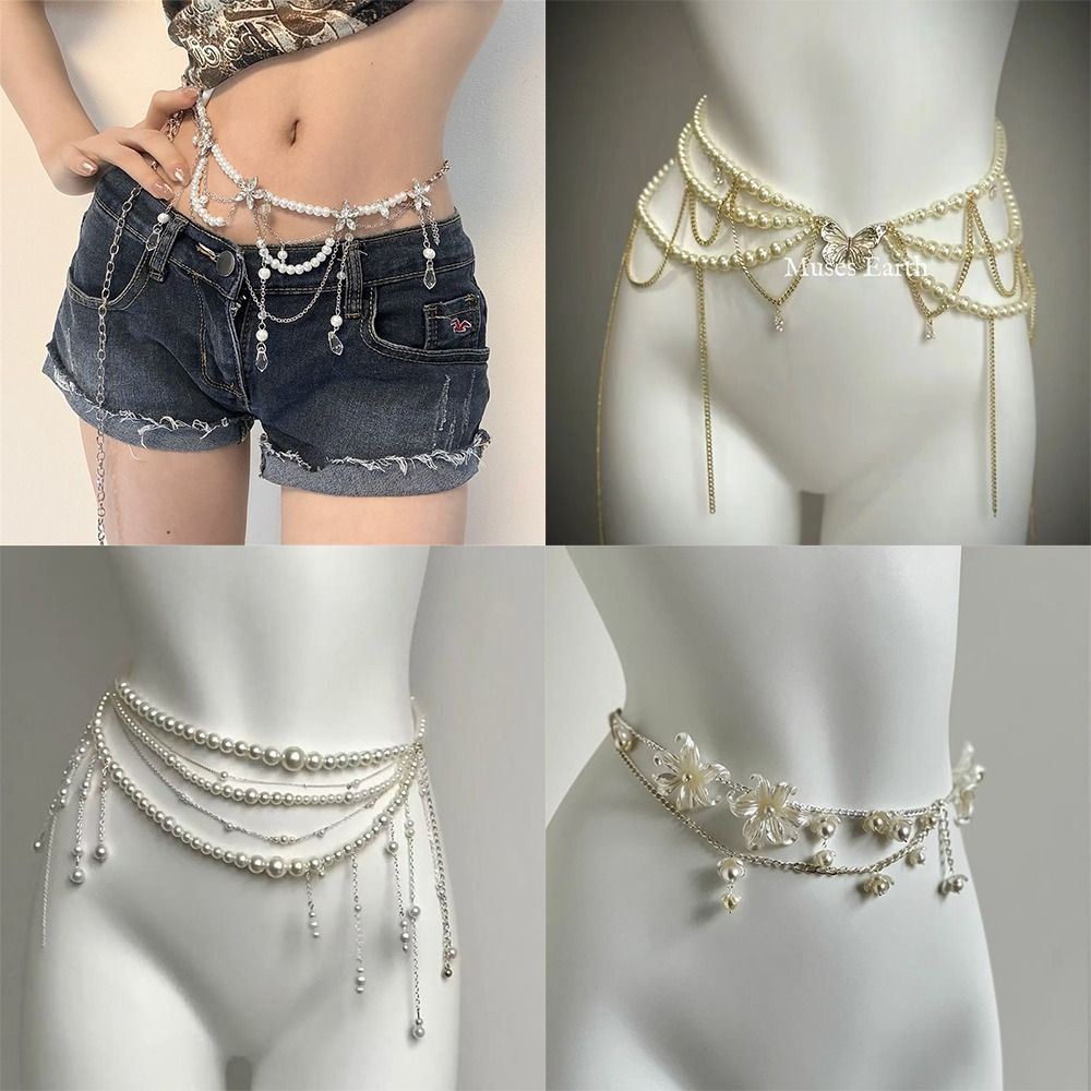 Body Jewelry For Women - Rantai Pinggang Mutiara Elegan Aksesoris Pinggang