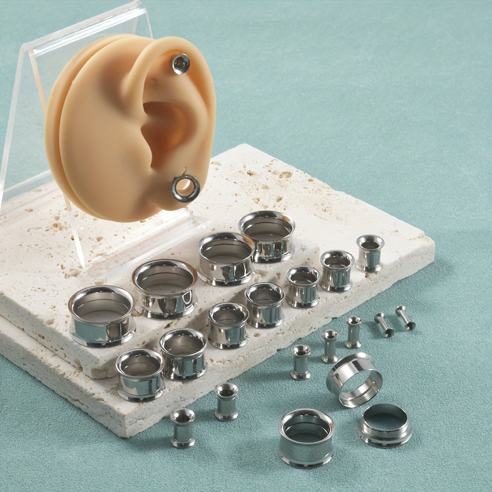 Body Jewelry Ear Gauges - 1 pasang/12 pasang Set Stainless Steel