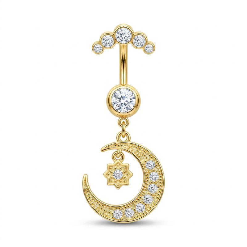 5 Buah Cincin Pusar Berlian Im - Body Jewelry Belly Button Rings ulasan dan harga
