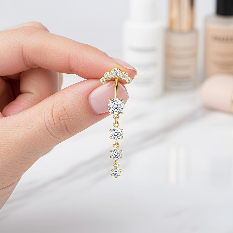 5 Buah Cincin Pusar Berlian Im - Body Jewelry Belly Button Rings ulasan dan harga