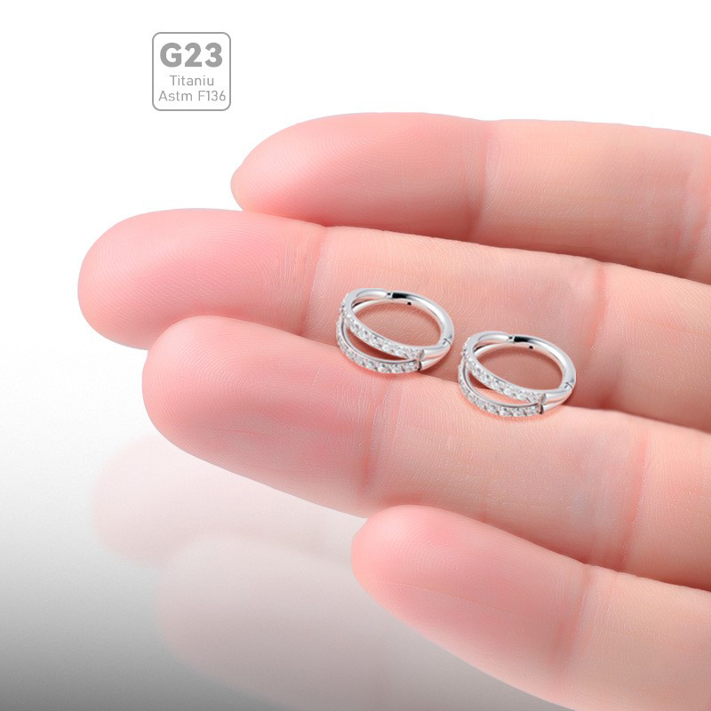 Anting-anting titanium ASTM F1 - Septum Clicker Ring ulasan dan harga