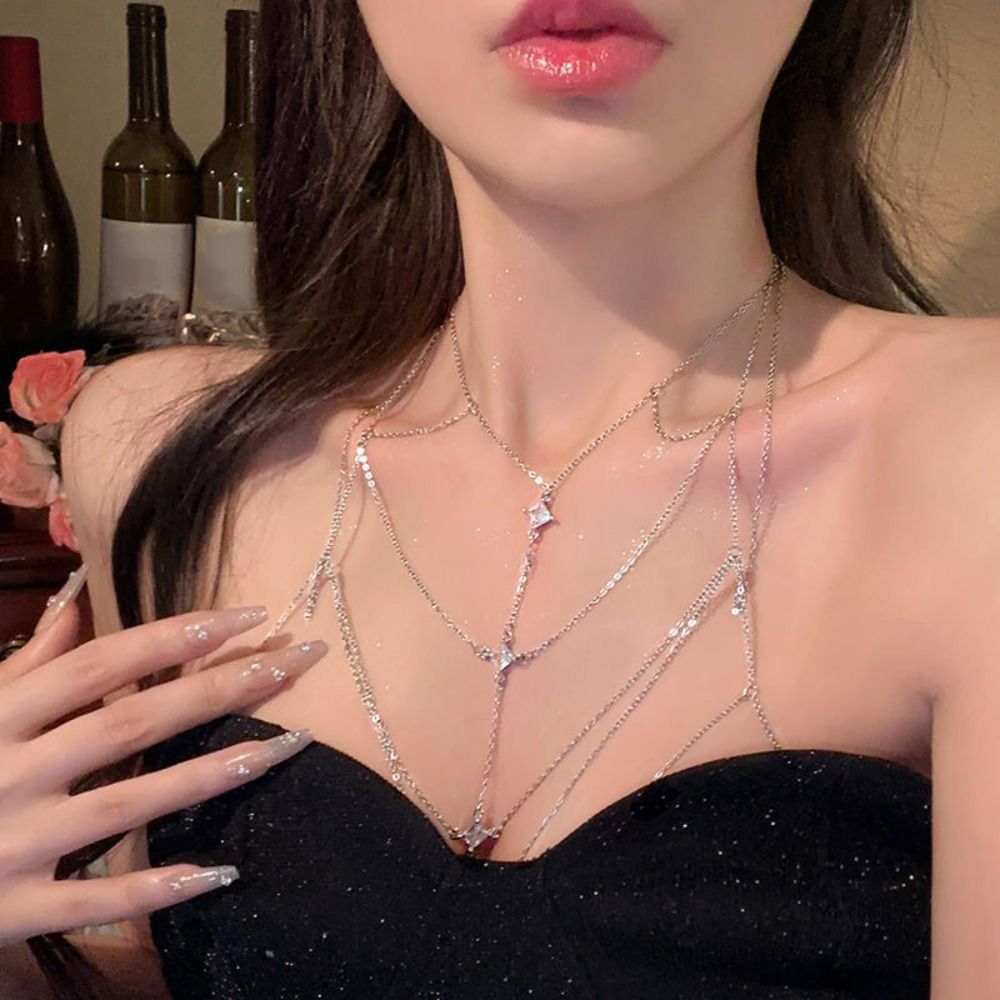 Rantai Dada Bertabur Rhineston - Body Jewelry Art ulasan dan harga