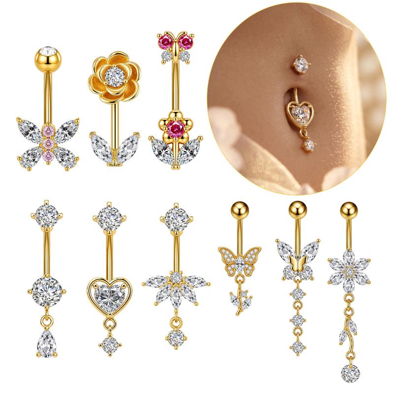 1Pcs Cincin Pusar Hiasan Zirko - Body Jewelry Hypoallergenic ulasan dan harga