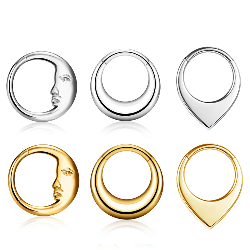 1PC ASTM F136 G23 Titanium Cin - Septum Clicker Ring ulasan dan harga
