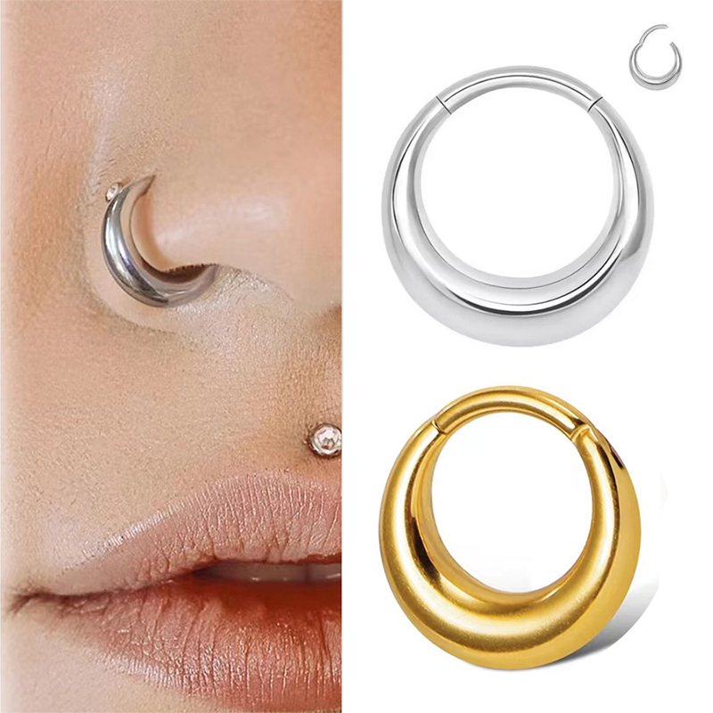 1PC ASTM F136 G23 Titanium Cin - Septum Clicker Ring ulasan dan harga