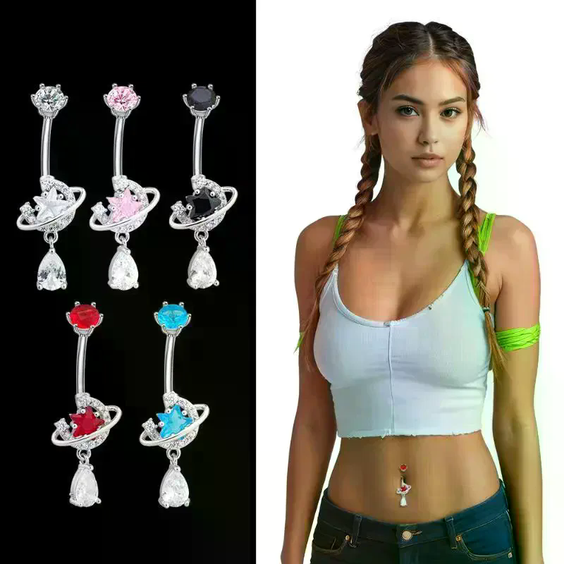 Cincin Pusar Kristal Zirkon Un - Body Jewelry Universe ulasan dan harga