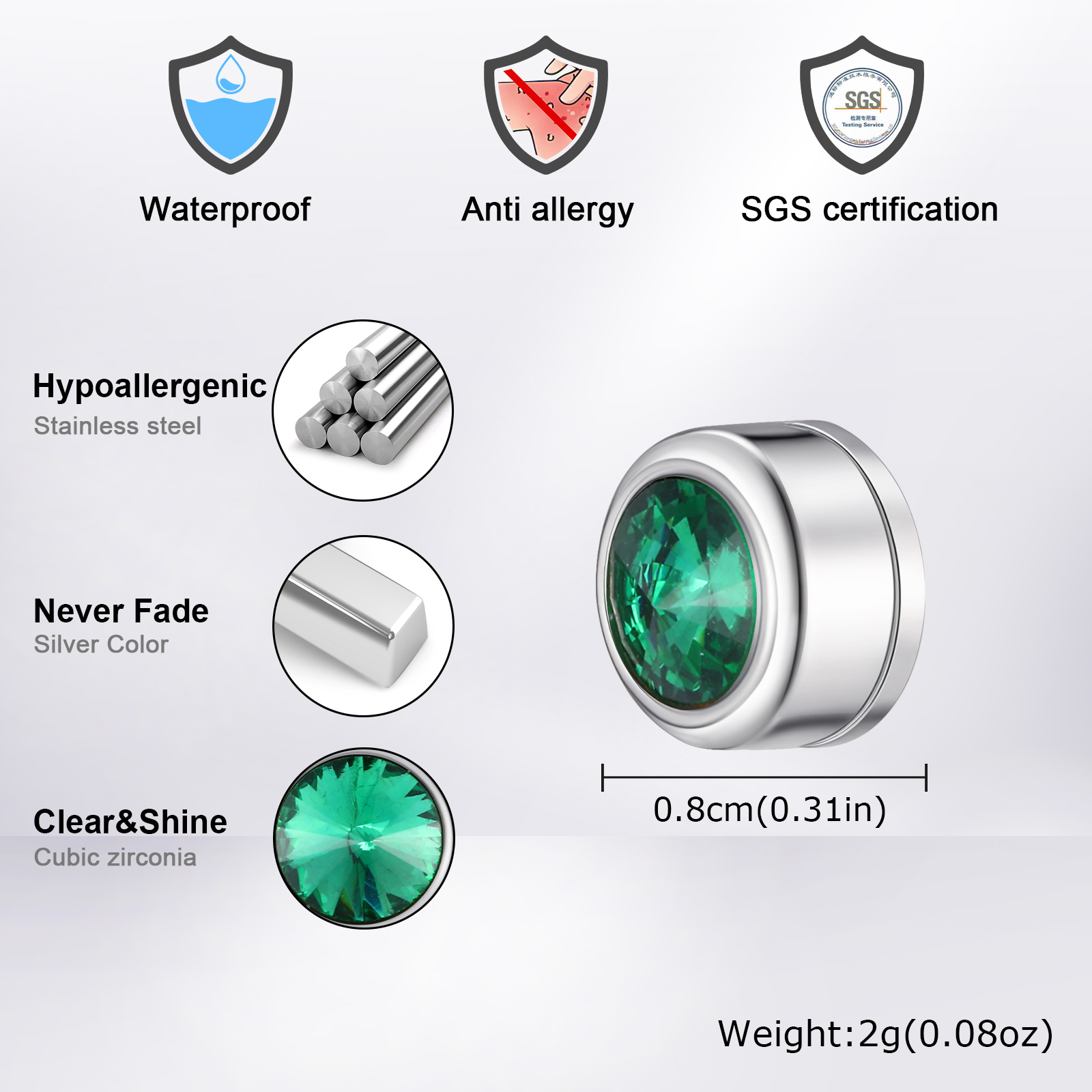 Vnox Anting-Anting Zirkon Magn - Body Jewelry Hypoallergenic ulasan dan harga