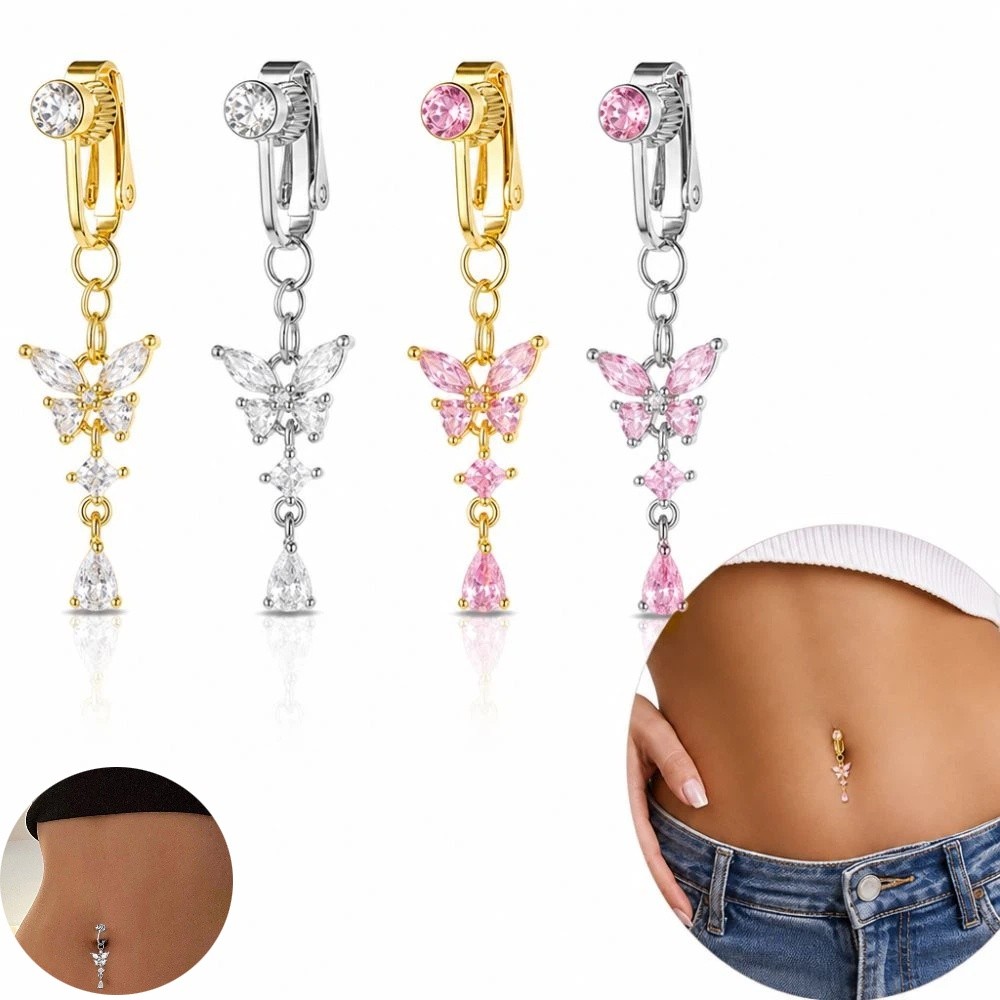 Cincin Pusar Palsu Desain Kupu - Body Jewelry Belly Button Rings ulasan dan harga