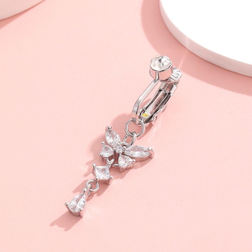 Cincin Pusar Palsu Desain Kupu - Body Jewelry Belly Button Rings ulasan dan harga