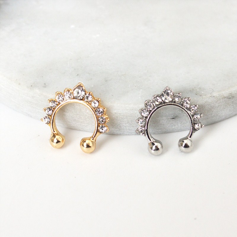 Klip hidung palsu bentuk U unt - Body Jewelry Ear ulasan dan harga