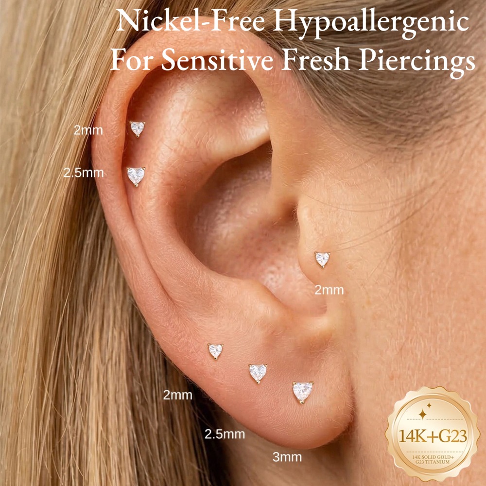Anting-anting stud emas murni  - Body Jewelry Ear ulasan dan harga
