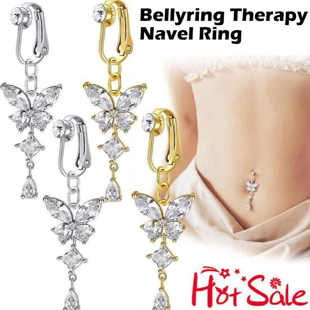 Cincin Pusar Palsu Desain Kupu - Body Jewelry Belly Button Rings ulasan dan harga