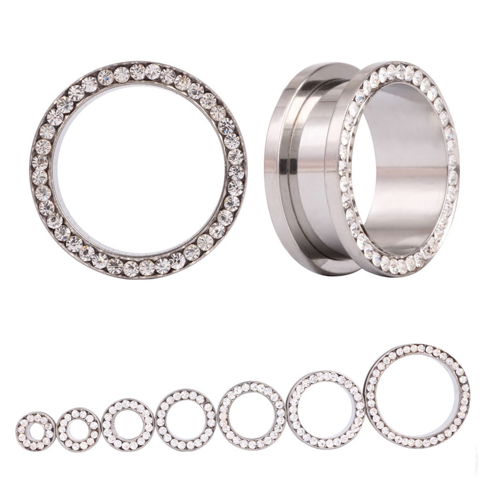 2 pcs/lot Crystal Ear Tunnel S - Body Jewelry Ear Gauges ulasan dan harga