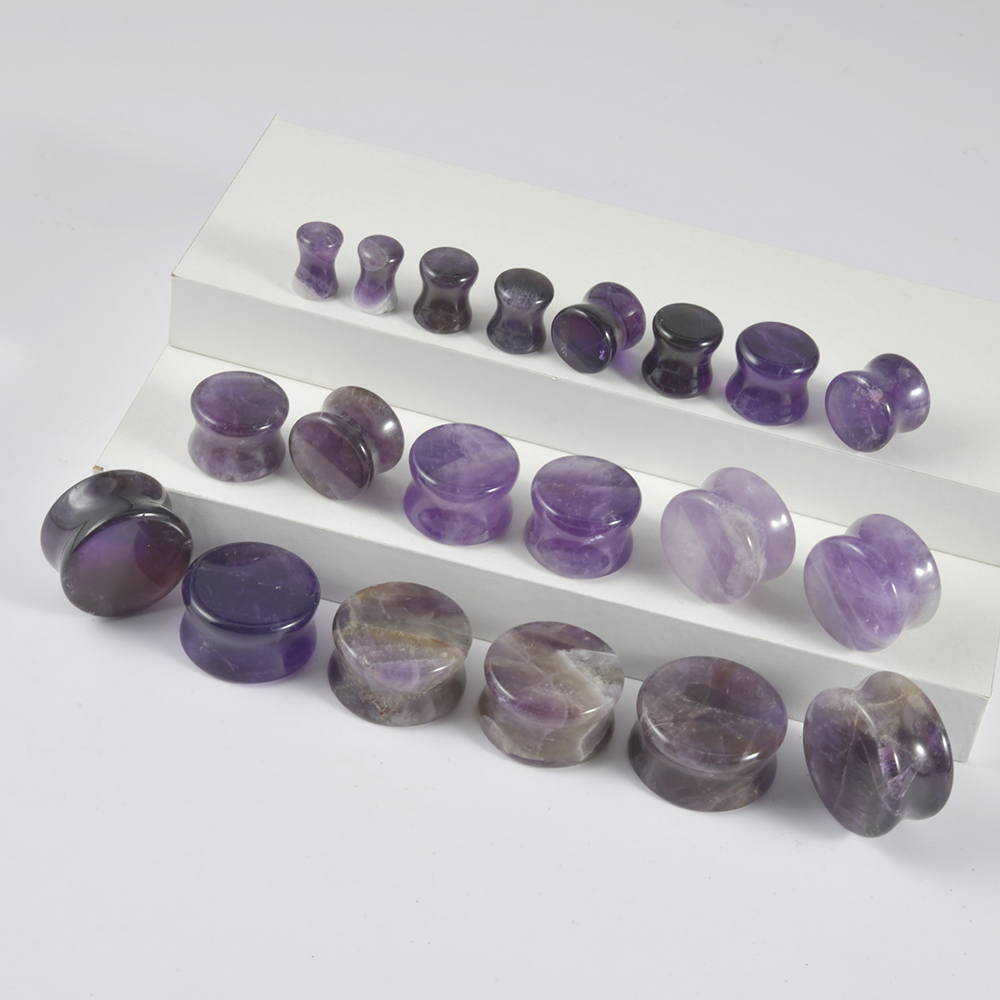 2 Buah Batu Alam Plug Berkobar - Body Jewelry Ear Gauges ulasan dan harga