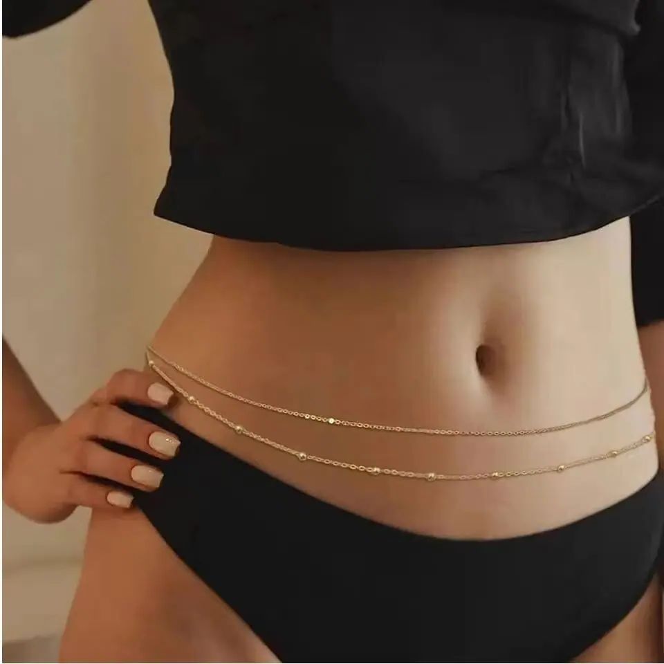 Rantai Perut Lapisan Ganda Hip - Body Jewelry In Bulk ulasan dan harga