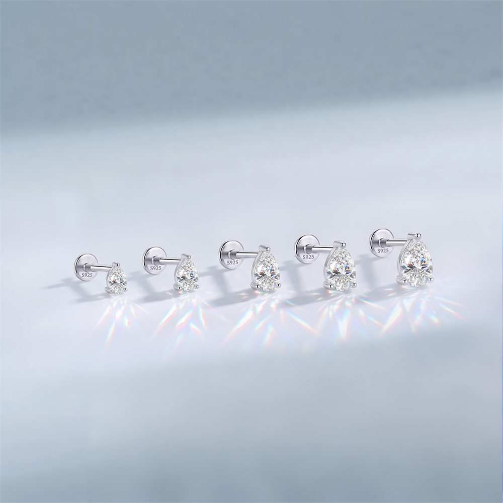 KOJ 1PC Anting Moissanite Klas - Body Jewelry Hypoallergenic ulasan dan harga